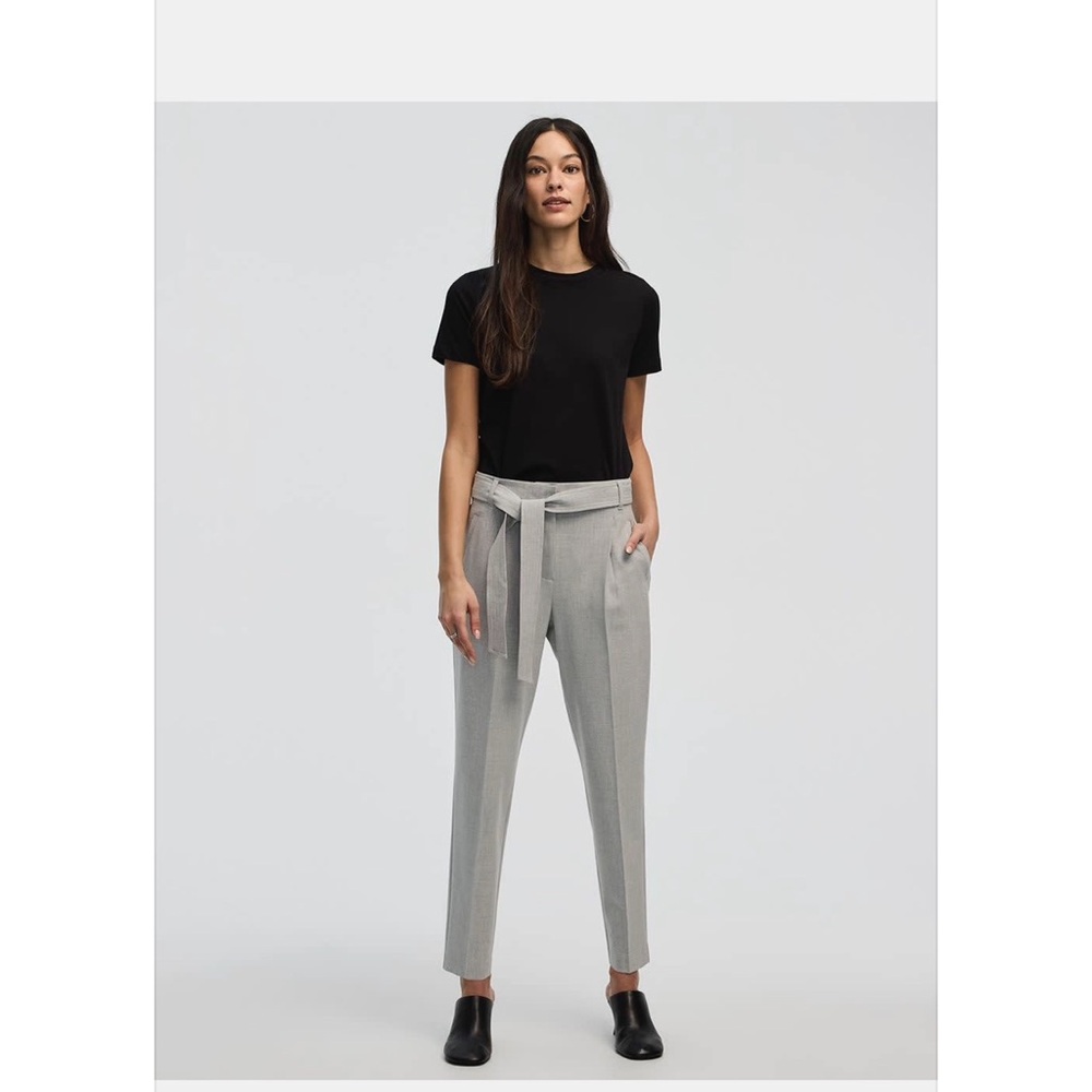 Reitmans Light Gray Tie-Waist Straight Trousers